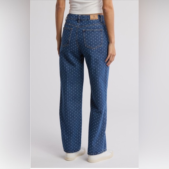 FLYING ANGEL Polka Dot High Waist Straight Leg Jeans/size 1(25) - Picture 3 of 9